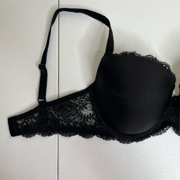 Victorias Secret Dream Angels Black Lined Demi Lace Trim Bra Women 32DD / 32E - Picture 7 of 15